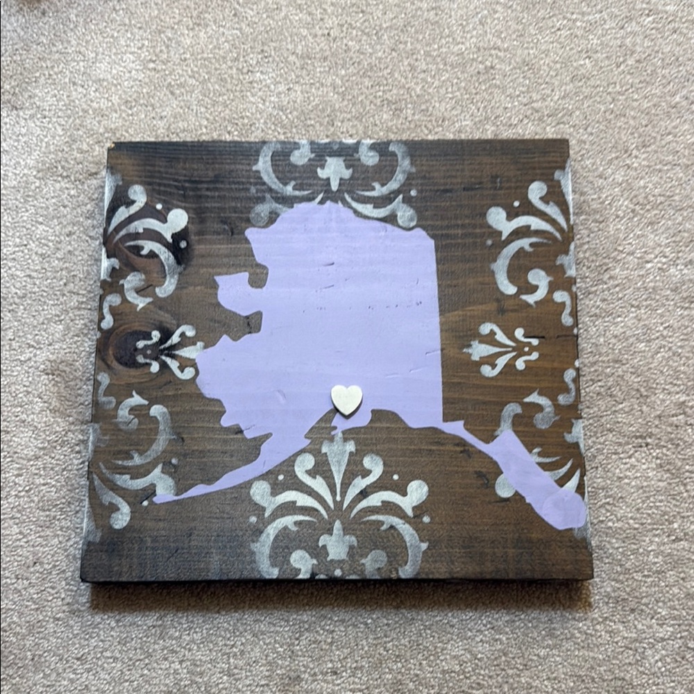 Rustic Alaska Wall Art with Purple Accent - AK